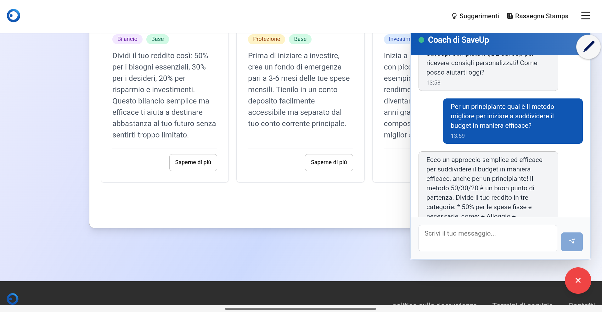 SaveUp Coach AI - Assistente virtuale